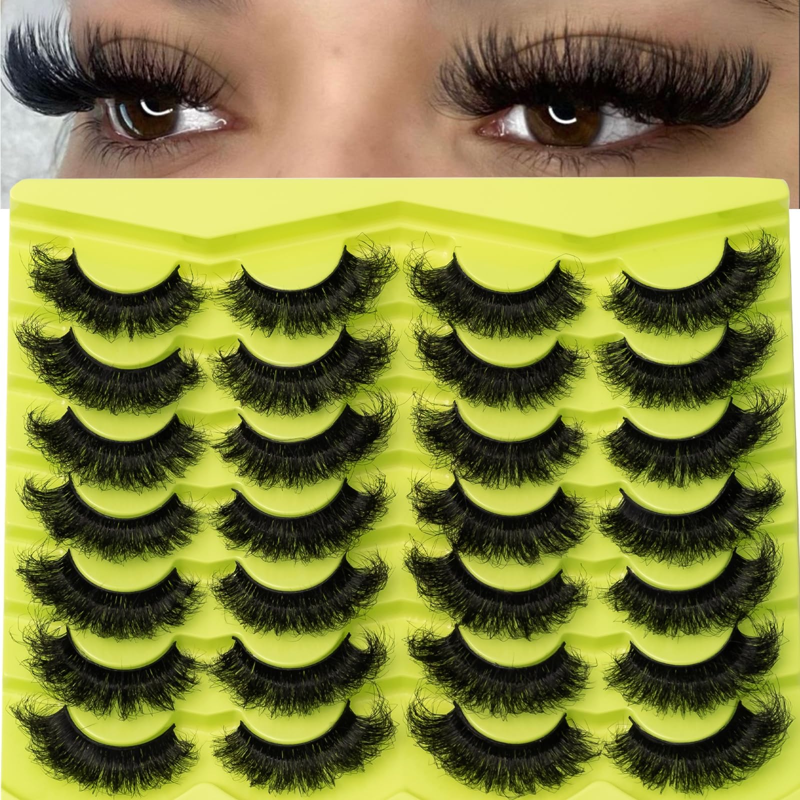 Mink Lashes Fluffy 20mm Stirps Lash Volume False Eyelashes 14 Pairs 8D Cat Eye Lashes D Curl Dramatic Soft Eyelash 25mm Big Long Lash Strips Lashes Pack That Look Like Extensions