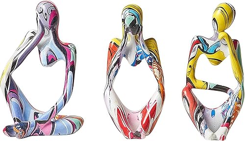 XINXUAN Esculturas coloridas de estatua de pensador de graffiti, decoración colorida para el hogar, oficina, sala de estar, estante, estantería,