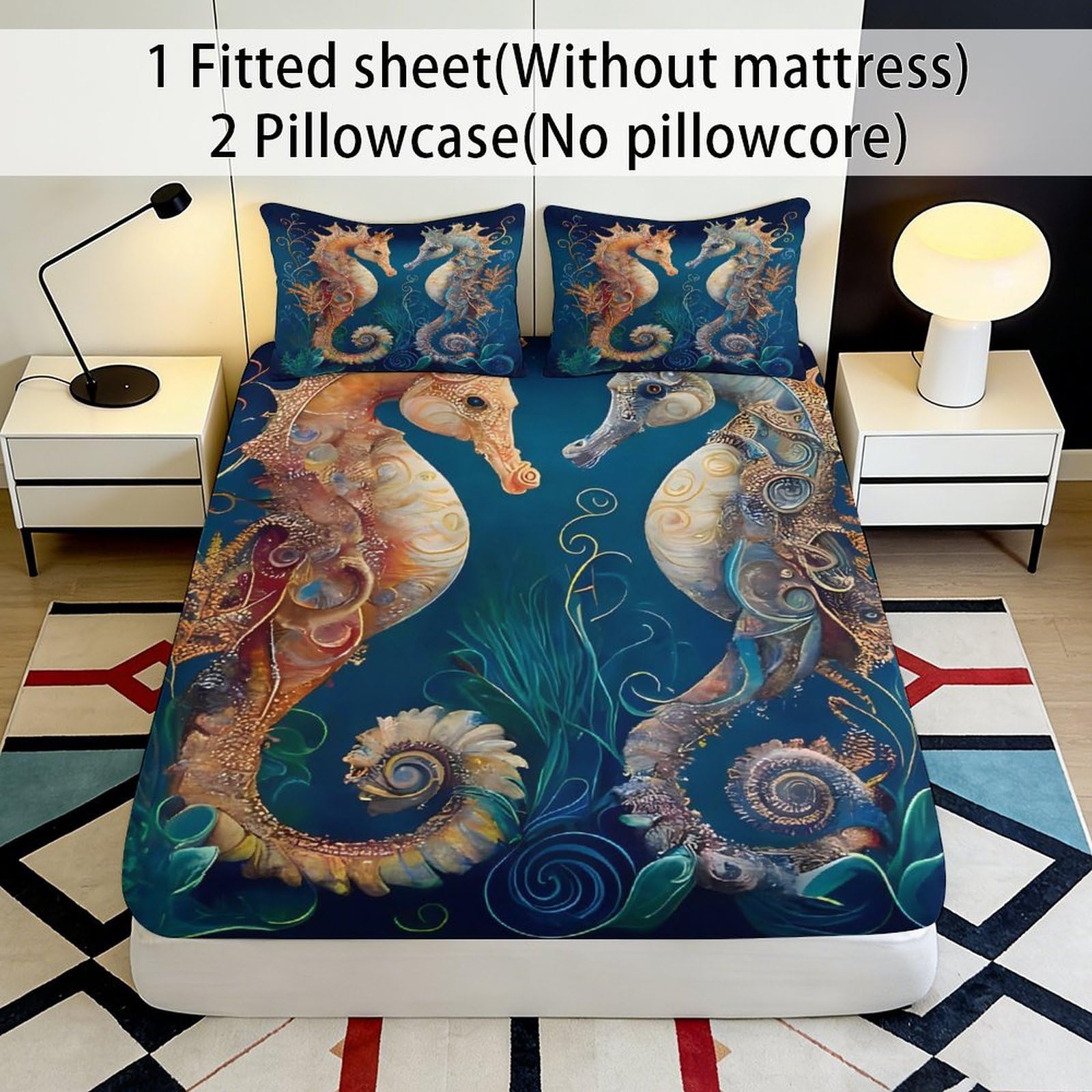 Lenzuolo con angoli in microfibra con stampa 3D, antiscivolo, per la casa | morbido, coprimaterasso, facile da pulire, traspirante, lavabile in lavatrice, per tutto l'anno, 200 x 200 x 25 cm