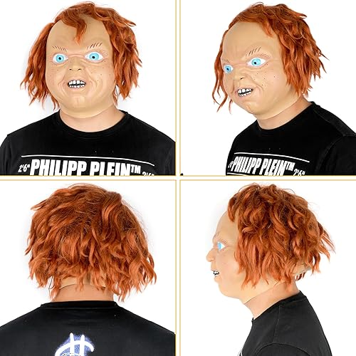 Miniatura 7 de nezababycos Máscara de Chucky para Halloween, película de terror de terror, máscara de cabeza de Chuckie, máscara espeluznante, disfraz de cosplay