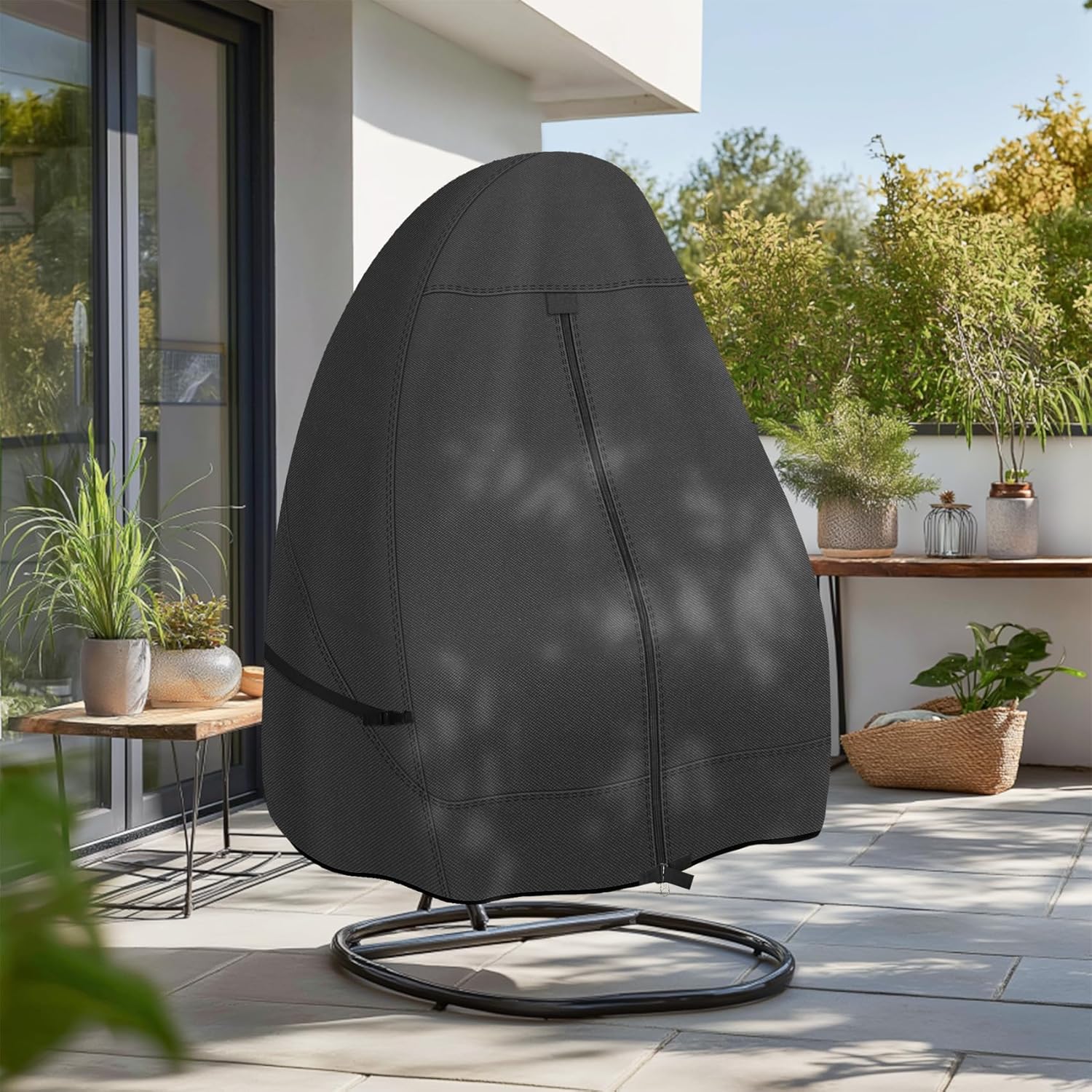 Porch Shield Patio Hanging Egg Chair Cover - 600D Waterproof Outdoor Single Seat Wicker Swing Egg Chair with Stand Protector, Black 6 81Y7baV2DWL. AC SL1500