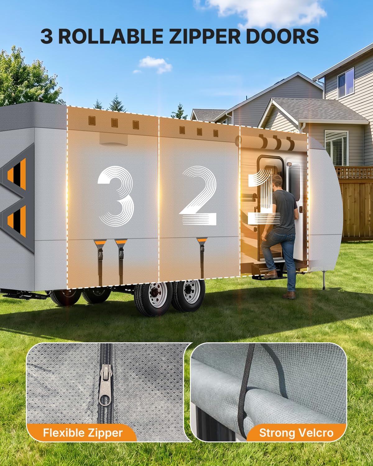Travel Trailer RV Cover 30-33 FT, 9 Layers Heavy Duty Camper Cover