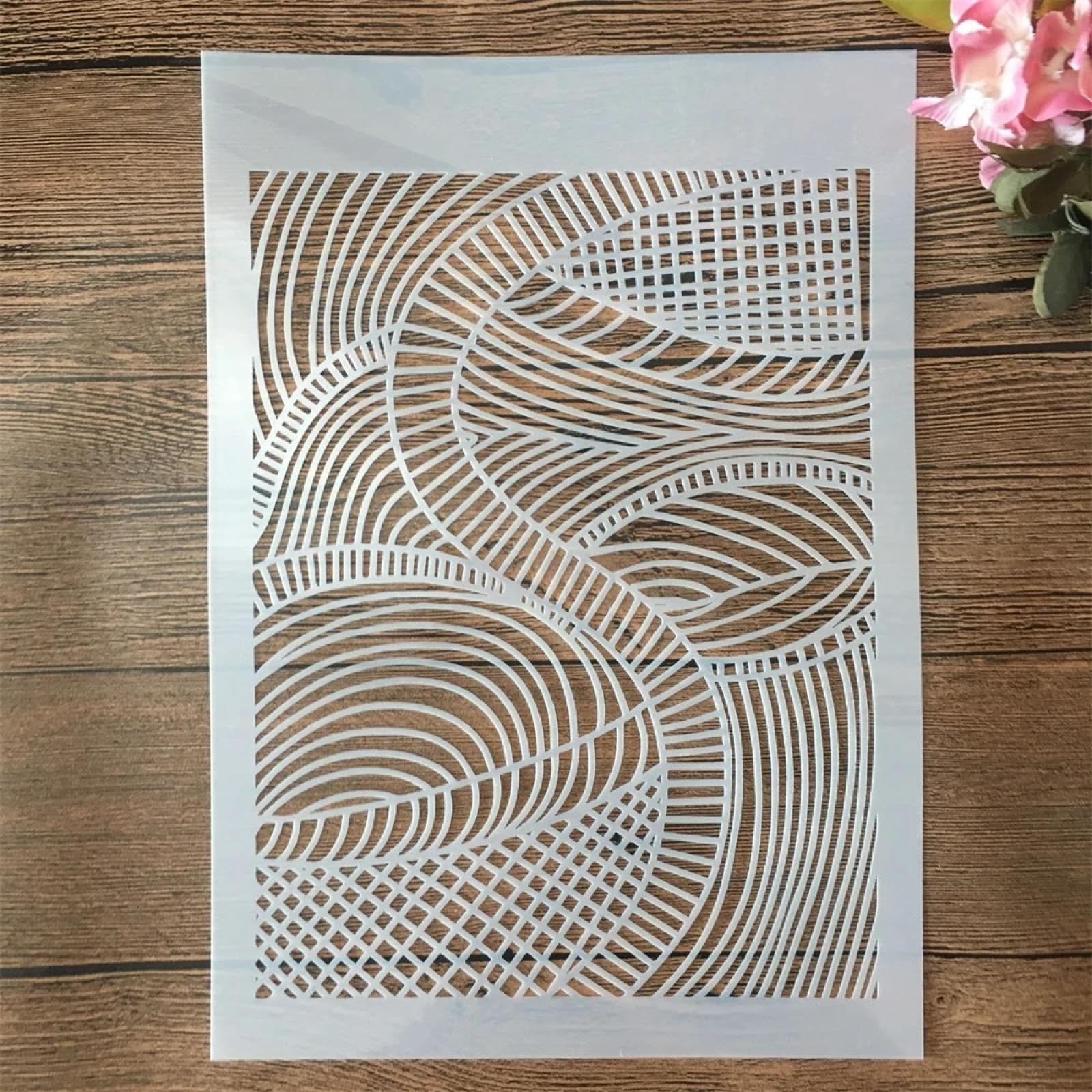 Stencil riutilizzabili per pittura, 8 pezzi, formato A4, 29 cm, a rete cava ondulata, con foglie ondulate, stencil per dipingere su legno, pareti, porte, tela, decorazioni per la casa