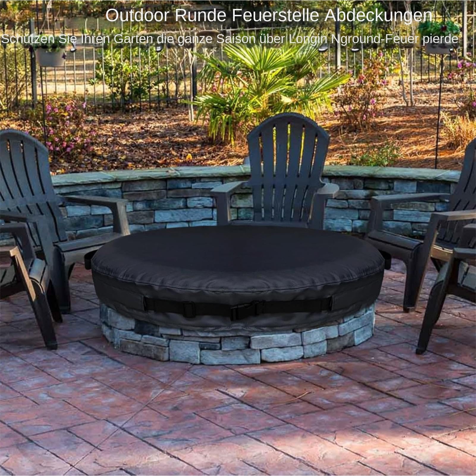 Housse ronde pour brasero sur la terrasse - 600D Oxford réglable - Coupe-vent et à la poussière - Pour jardin, cour, terrasse, pelouse, prairie, etc