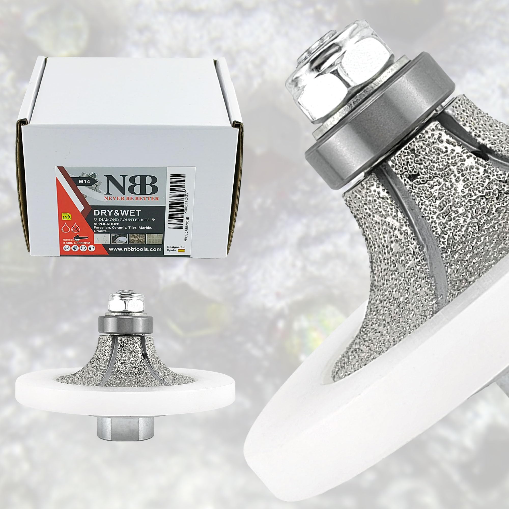 NBB Diamond Profile Wheel Diamond Router Bit with larger cover guide Milling Drill chamfer Bit Grinding Wheel for Profiling Porcelain Tile Ceramic Granite Stone for Angle Grinder (Half-Bullnose B20) - Image 3