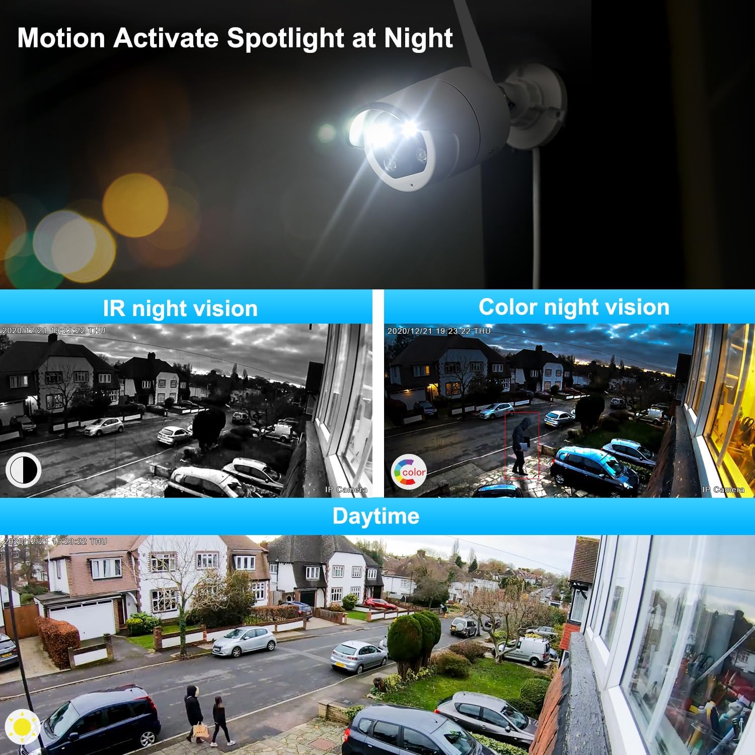 [8CH Expandable] 2K Wireless Home Security System, 12'' LCD Monitor with 3MP Corded Electric Powered Outdoor Bullet Cameras, Color Night Vision, Motion Detection Siren Alarm, IP66 with 1TB Hard Drive