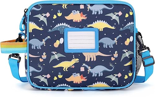 TOURIT Lonchera con aislamiento para niños y niños pequeños con soporte para botella de agua, etiquetas de identificación, resistente al agua,