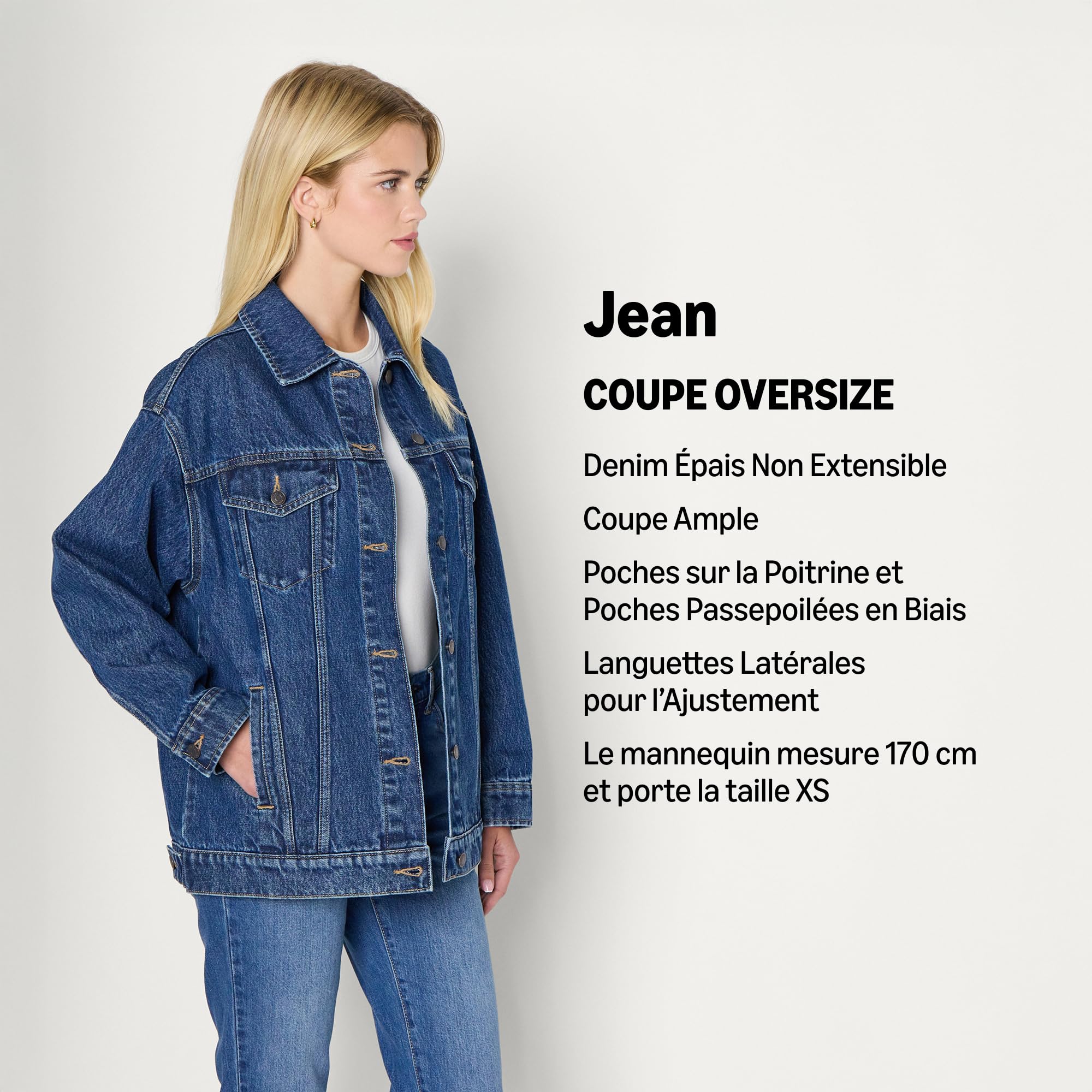 Amazon Essentials Veste de Camionneur en Denim avec Poches Femme