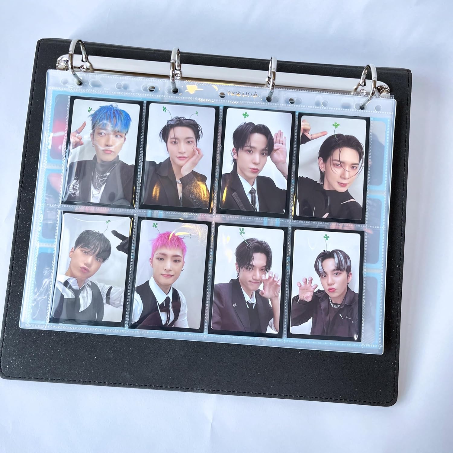 Meowcafe K-Keep A4 Slim 8 Pocket Premium Side Loading Kpop Photocard Binder Pages, 63x93mm Pocket Size, 11 Holes, 100 Micron, 50 Pages Set, Perfect for OT8 Stray Kids, Ateez