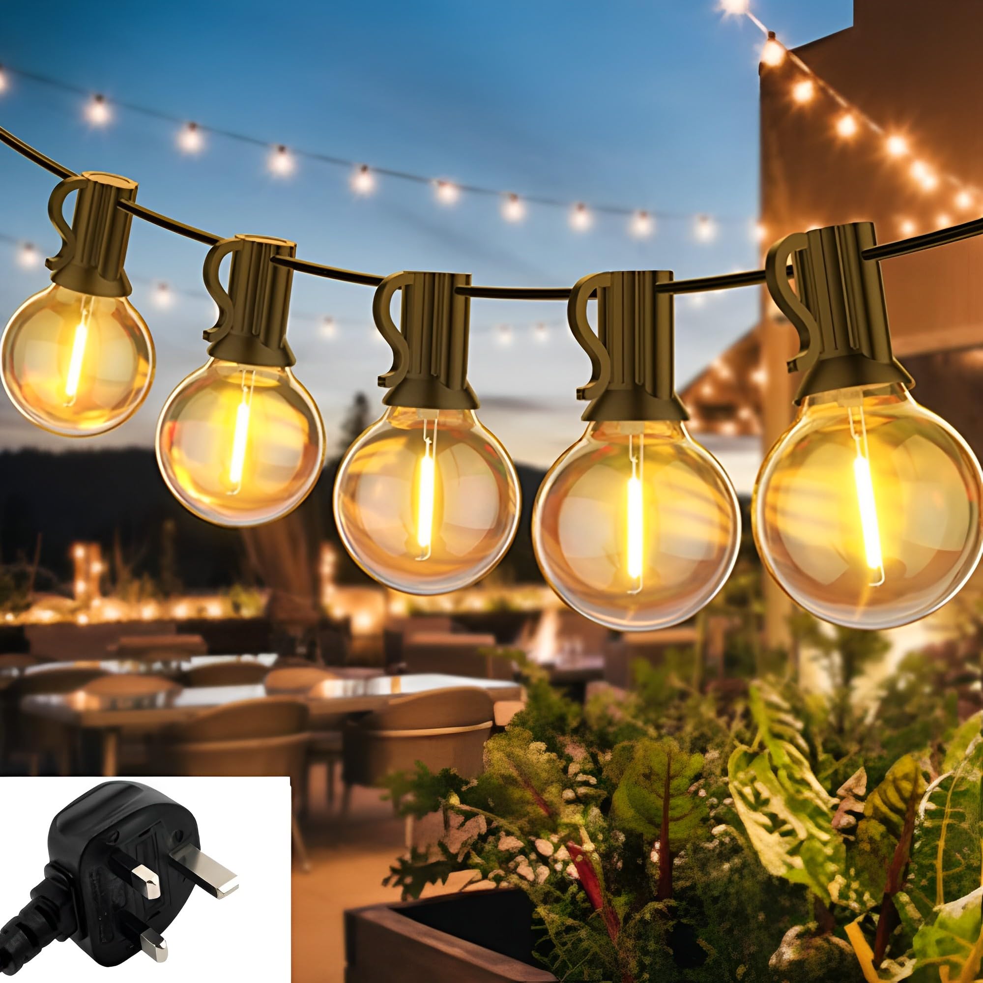 Beauenty Outdoor String Lights 50 Feet G40 Globe LED Patio Lights with 25 Bulbs,2700K Bright LED Patio String Lights, Waterproof Hanging Light Strings for Wedding Patio Indoor Outdoor Party Garden