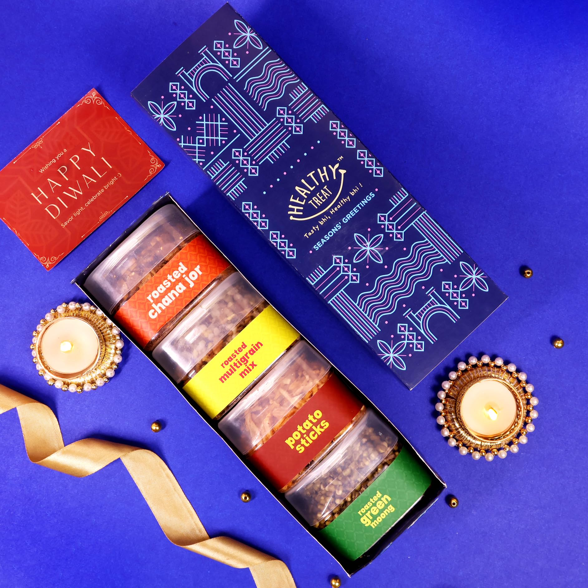 Healthy Treat Savouries Mix Diwali Gift Hamper | Roasted Snacks Gift Box Diwali Greeting Card | Diwali Gift Hampers | Roasted Snacks Diwali Gift Box | Wholesome Corporate Gifting | Healthy Snacks Diwali Gift Hamper for Gifting-image-26