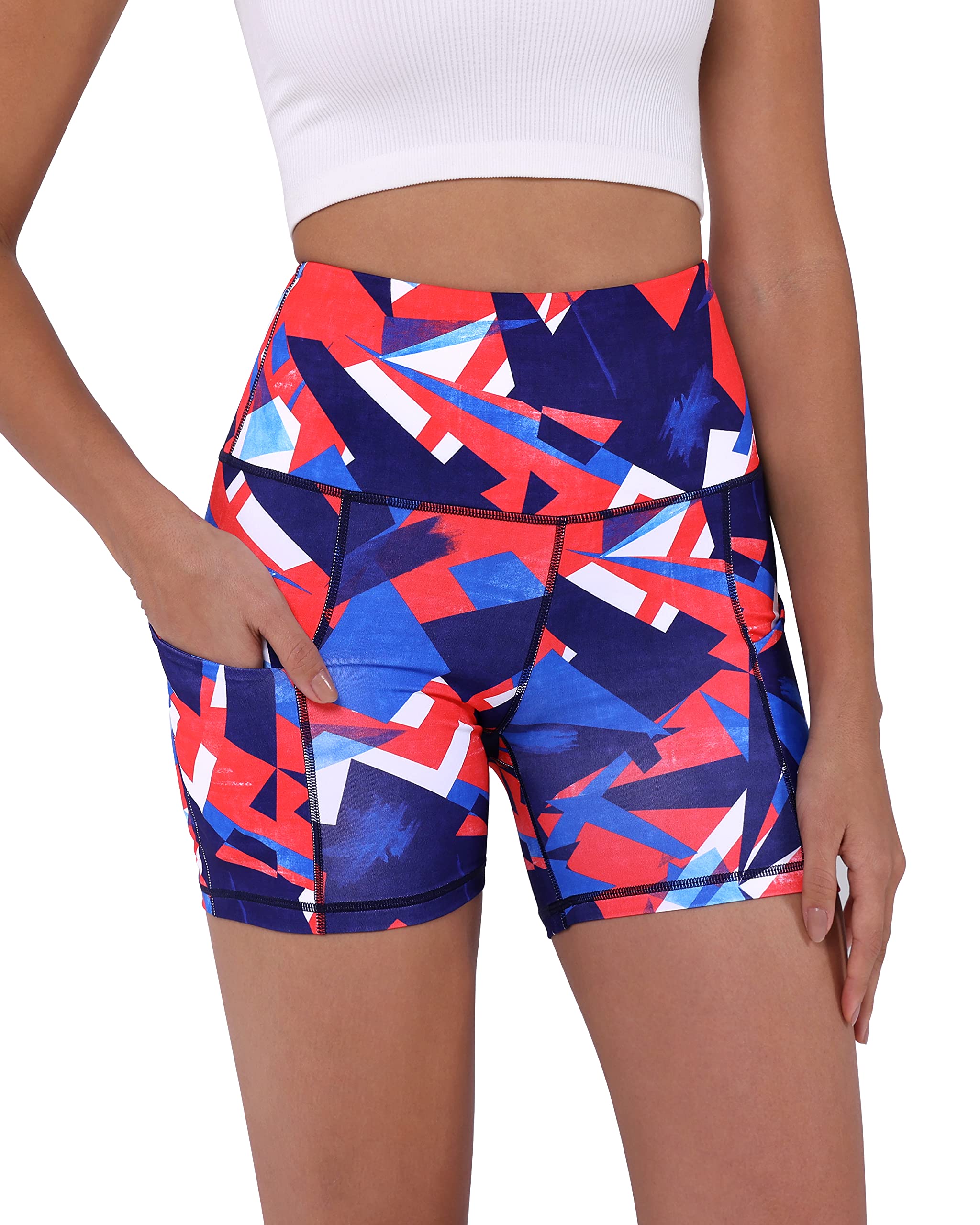 ODODOS Women's Tummy Control Yoga Shorts 2.0 with Pockets High Waist Athletic Workout Shorts-5" / 8" Inseam