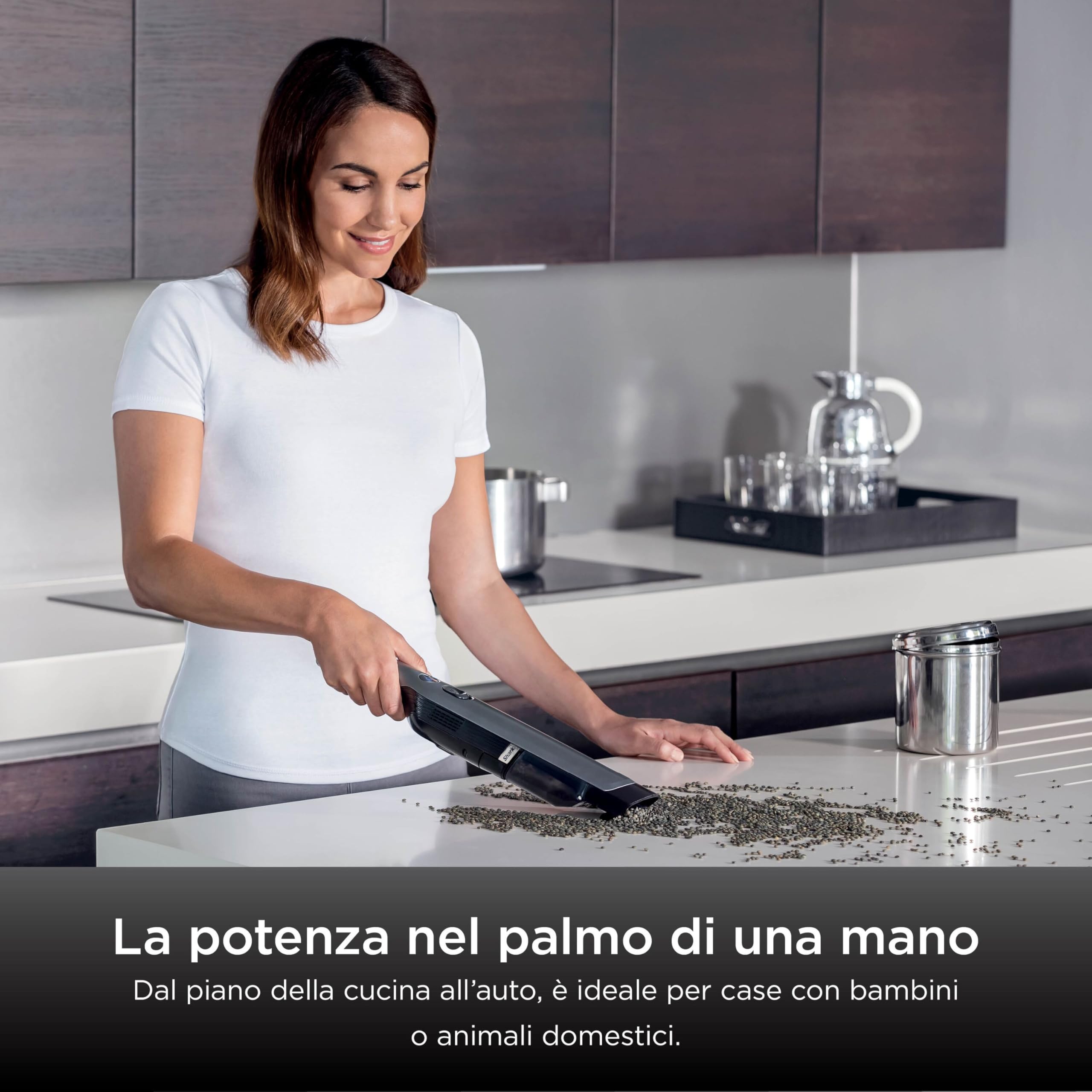 Shark WandVac 1.0 Aspirabriciole Senza Fili, Potente, Compatto e Leggero, con Bocchetta per Fessure e Accessori per Pulizia Multisuperficie, con Base di Ricarica, Grigio, WV200EU