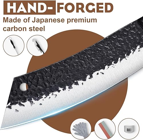 Miniatura 5 de Golden Bird Juego de cuchillos de carnicero – Juego de 13 cuchillos de chef forjados a mano para cocina, juegos de cuchillos japoneses afilados para