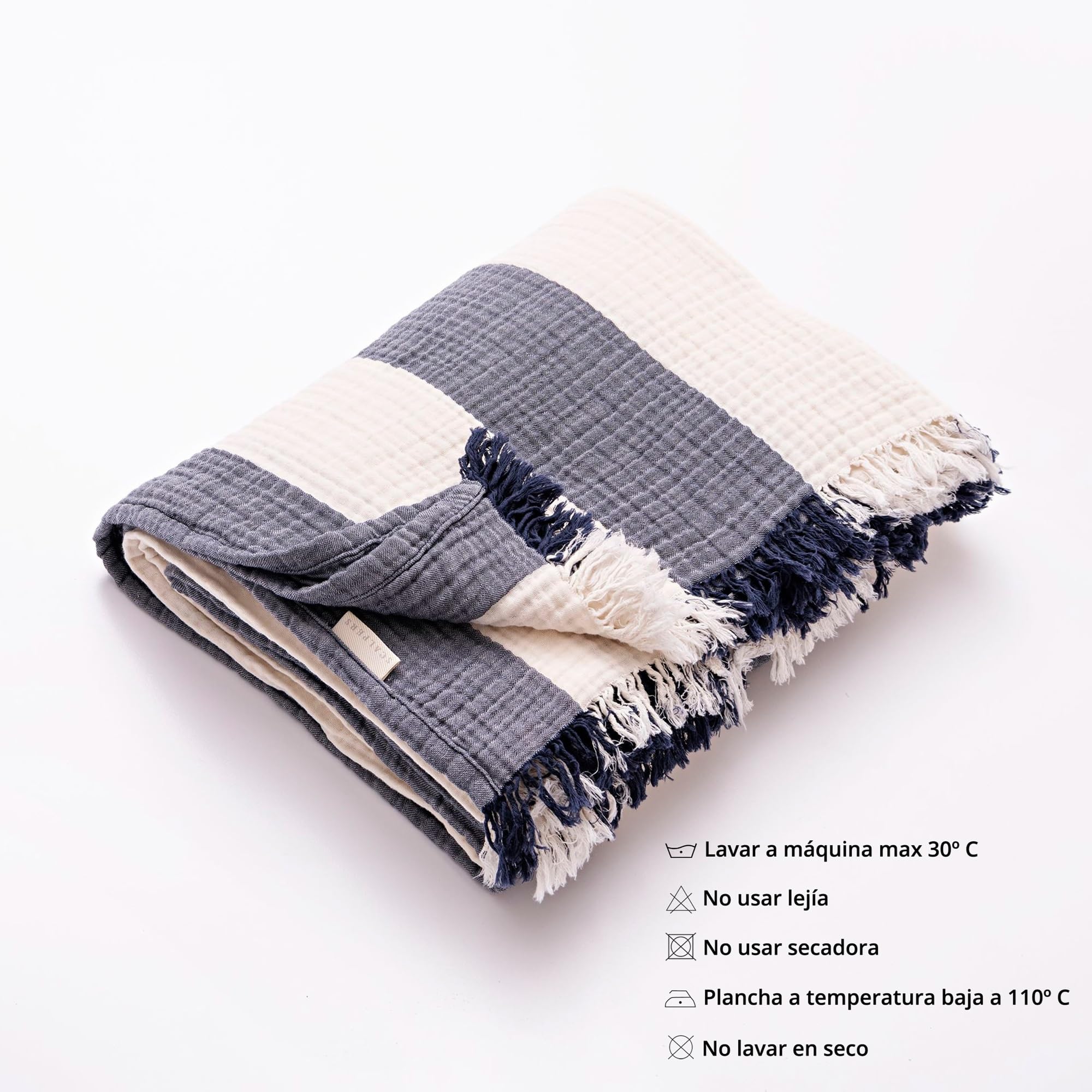 Scalpers – Suave Manta Rayas 140x190cm 100% Algodón 240gsm Navy Mediterranean Home SC