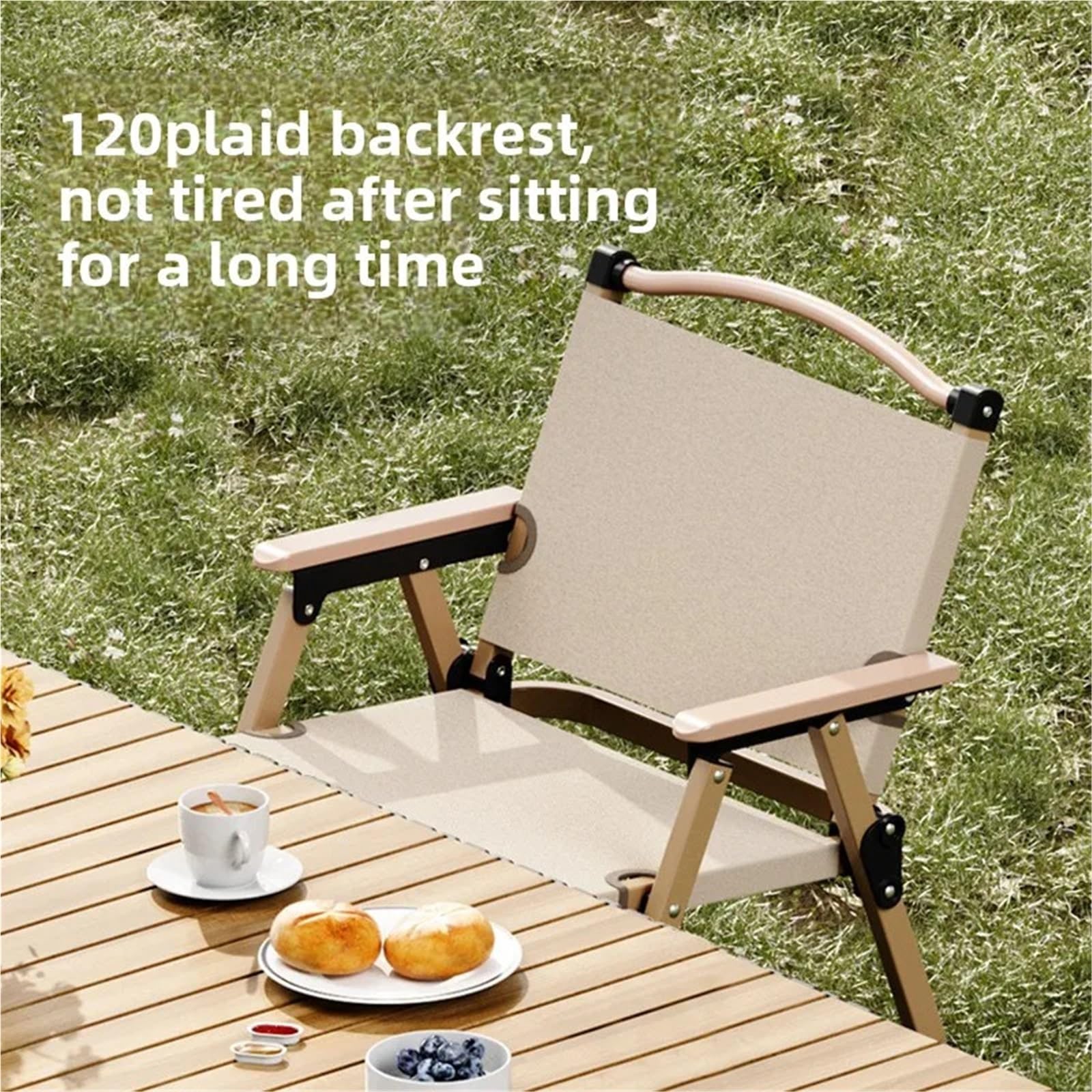 Campingstühle Campingstuhl, Outdoor-Klappstuhl, Tragbarer Ultraleichter Campingstuhl, Strandstuhl, Outdoor-Stuhl, Picknick(Khaki-A-m)