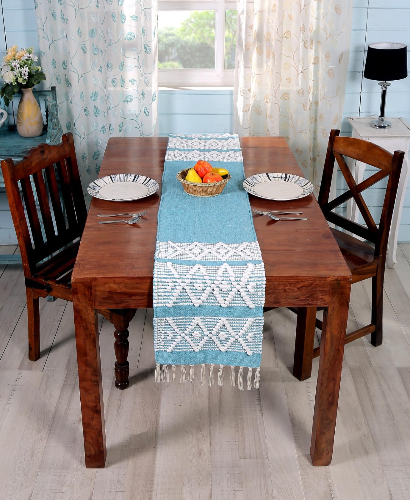 Elegant Cotton Table Runner - White -11