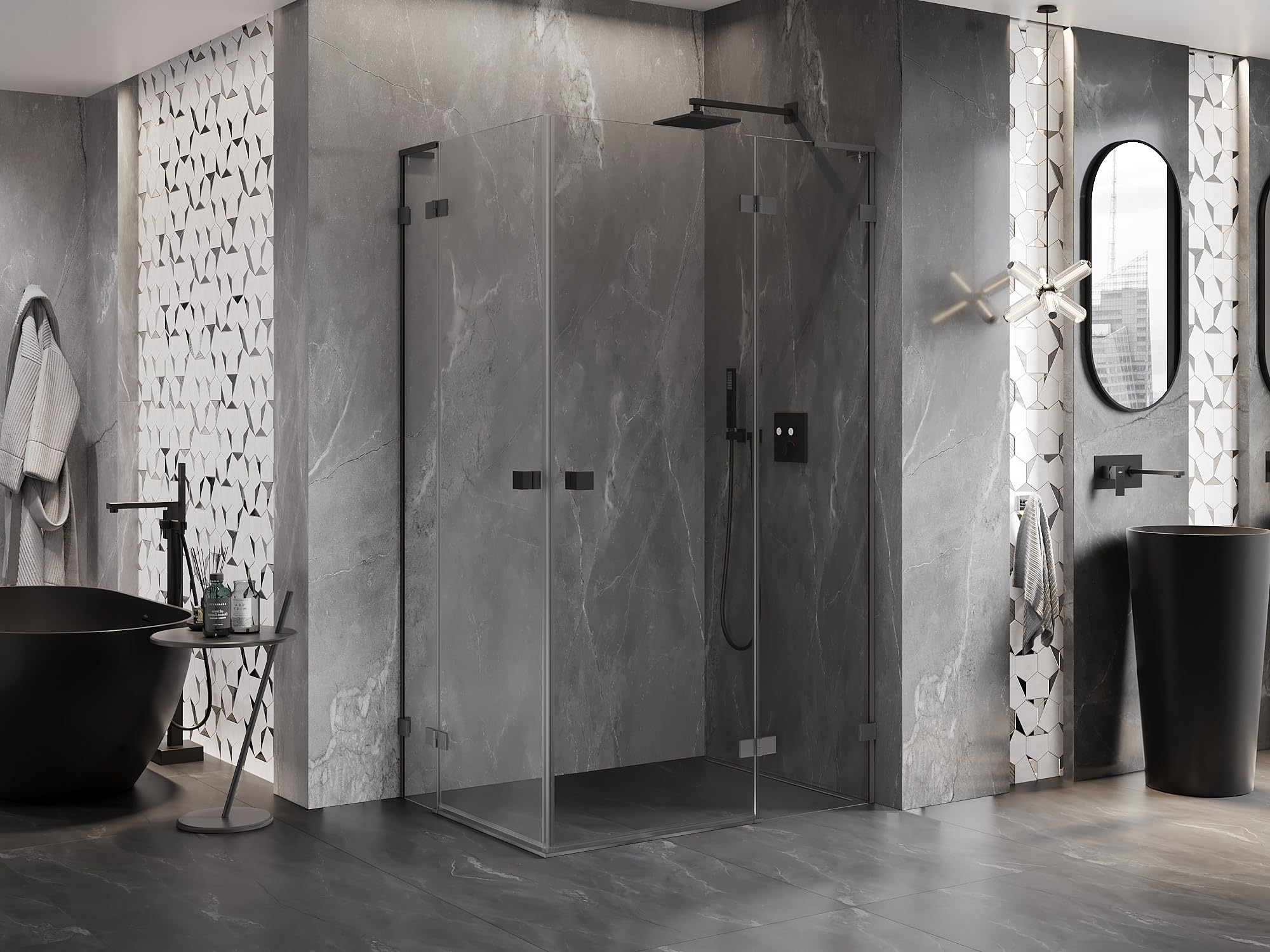 Mexen Lunar L Duo Box Doccia Apertura Destra 120x85 Trasparente Gun Metal