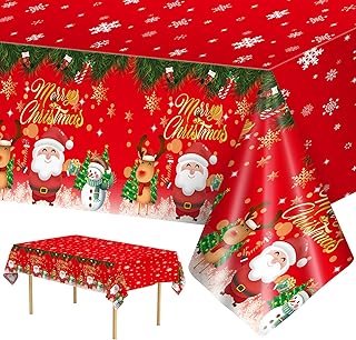 3 Pcs Merry Christmas Tablecloth - Winter Christmas Table Cloth, Disposa...