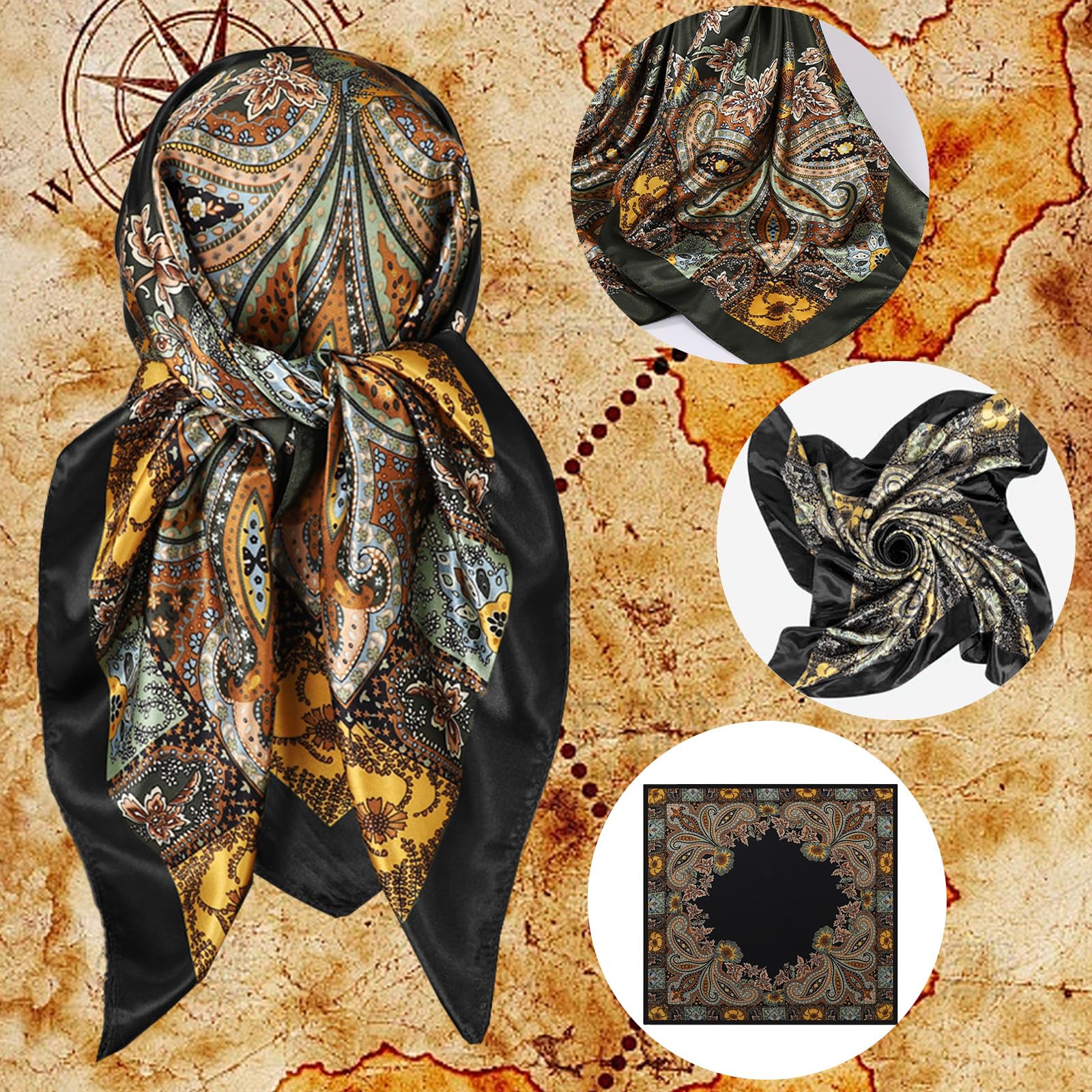 AYNKH Women's Pirate Costume Accessories Set-Headscarf,Sash Belt,Earring,Eye Patch - Image 3