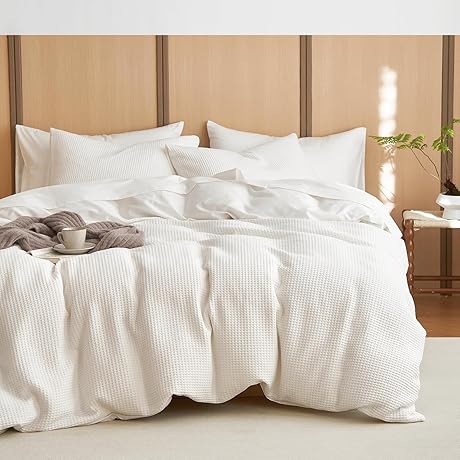 Wake In Cloud Waffle Weave Cotton Duvet Cover King Size
