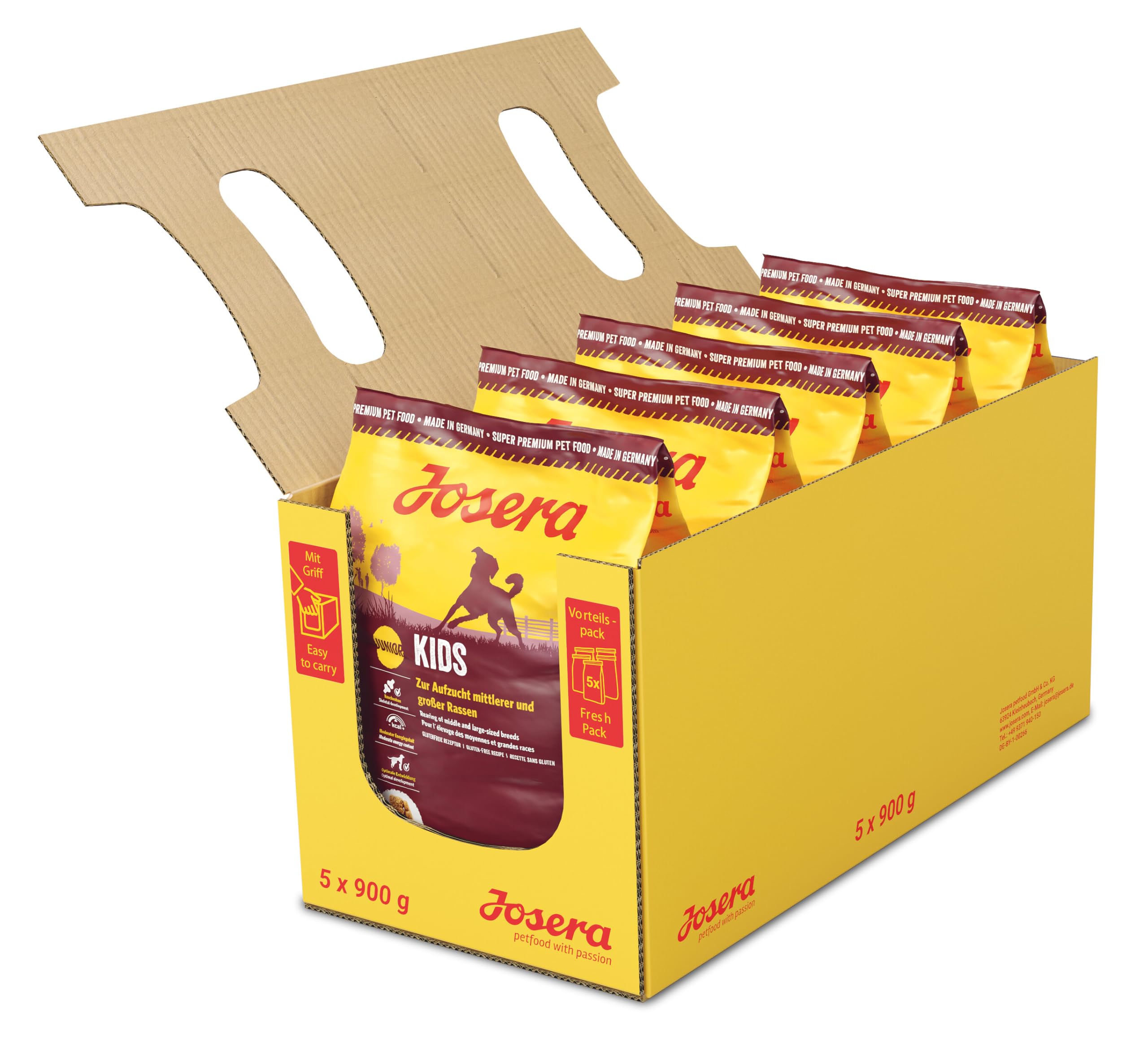 JOSERA Kids (5 x 900 g) | cibo per cuccioli per razze medie e grandi | senza frumento | Super Premium cibo secco per cani in crescita | confezione da 5