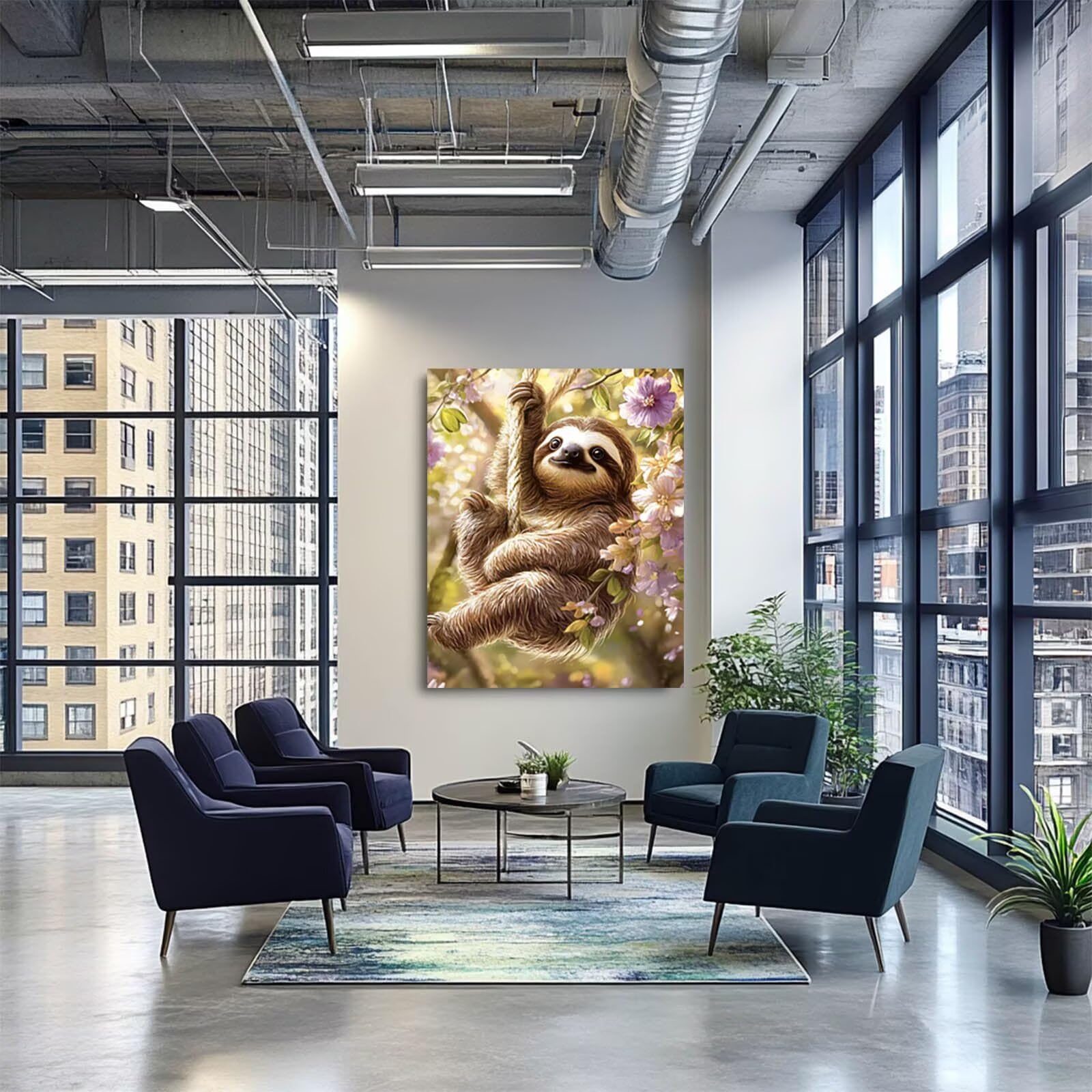 Malowanie po numerach, dla dorosłych, leniwiec, malowanie po numerach, zestawy kwiatowe, hobby dla dorosłych i kobiet, artykuły plastyczne, 137 x 102 cm, sztuka ścienna, kolorowe płótno do malowania