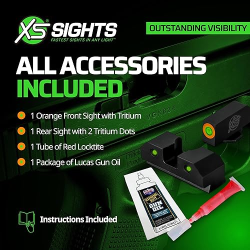 Miniatura 6 de XS SIGHTS Miras nocturnas de tritio de 3 puntos, se adapta a pistolas Glock Gen 1  5 +MOS, iluminación dual
