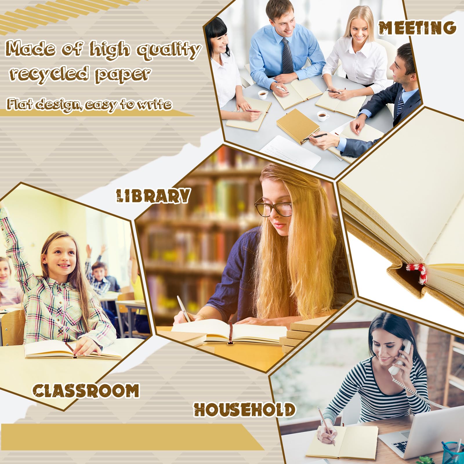 Henoyso 40 quaderni vuoti in carta kraft, 100 fogli/200 pagine, senza righe, con copertina rigida, per scrivere e disegnare, per regali, studenti, scuola, ufficio (20 x 14 cm, Kraft)