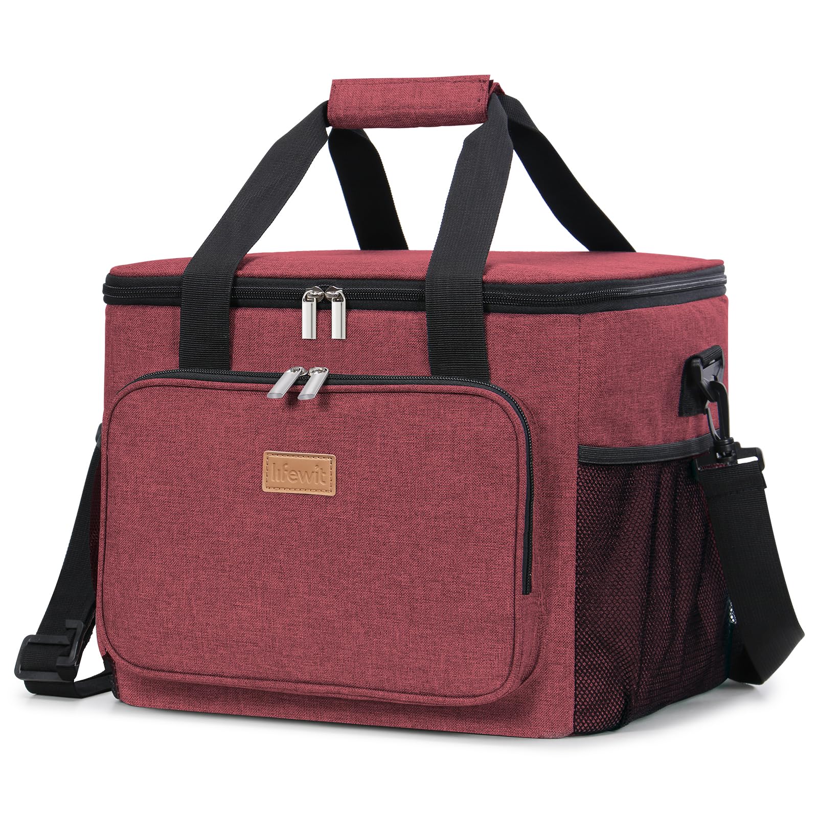 Lifewit Borsa Termica Porta Pranzo 24L(40 Lattine), Grande Borse Frigo Pranzo Ufficio per Uomo e Donna, Lunch Bag per Lavoro, Mare, Viaggio, Spiaggia, Borgogna