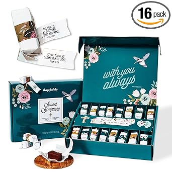 Chocolate Fudge Gift Set, Sweet Scripture Affirmations Gift Set, Includes Caramel and Chocolate Fudge Crumble Candy with Bible Sayings, Two Magnets and Bookmark, Thoughtfully, Set of 16