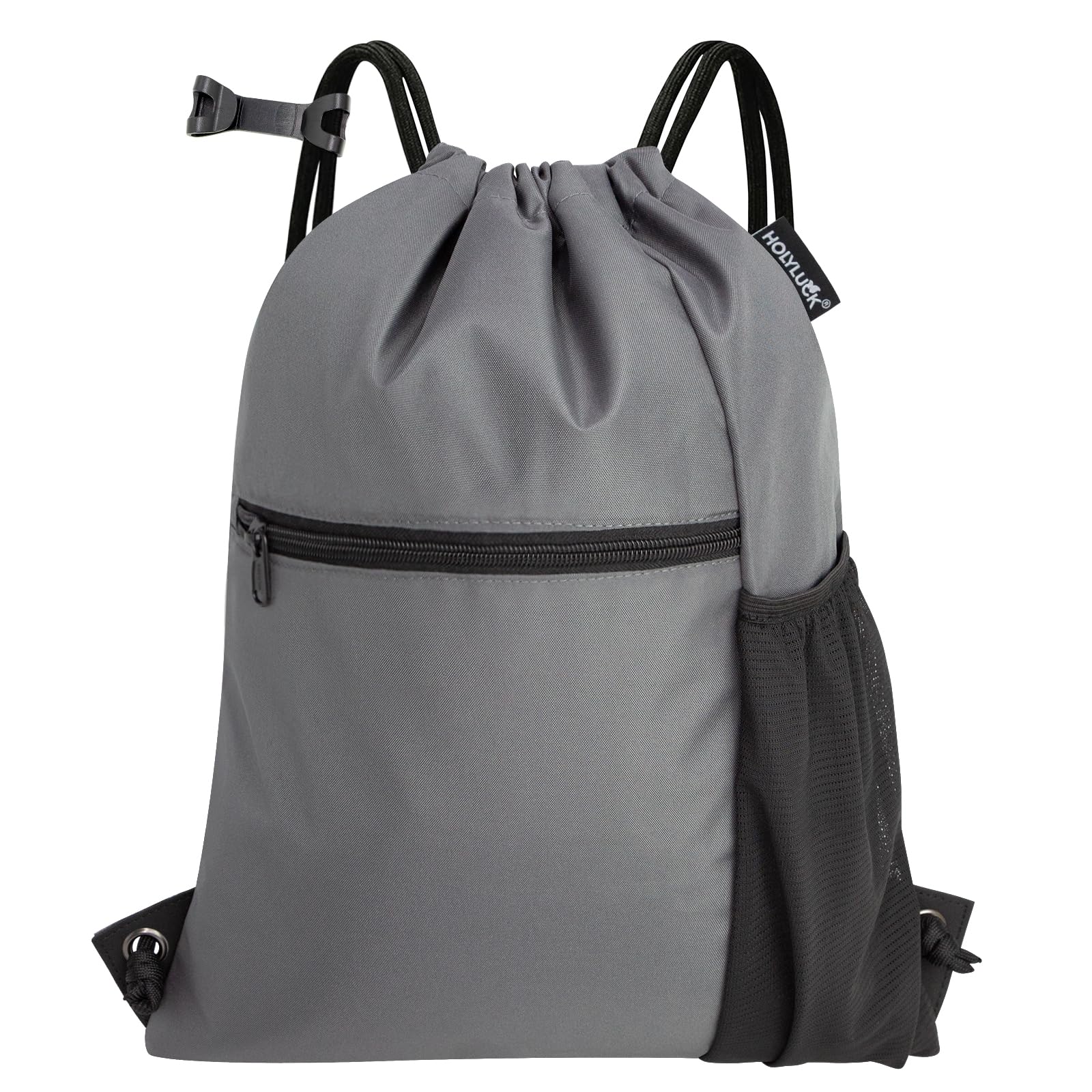 HOLYLUCK Men Women Outdoor Sport Gym Sack Waterproof Drawstring Backpack Bag -dark grey