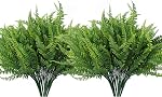 RECUTMS Hanging Artificial Plants Artificial Boston Fern Fake Hanging Plant Plastic Greenery Ivy Vines for Wall Home Room Garden Wedding Garland Outside Decoration (Pack of 4)