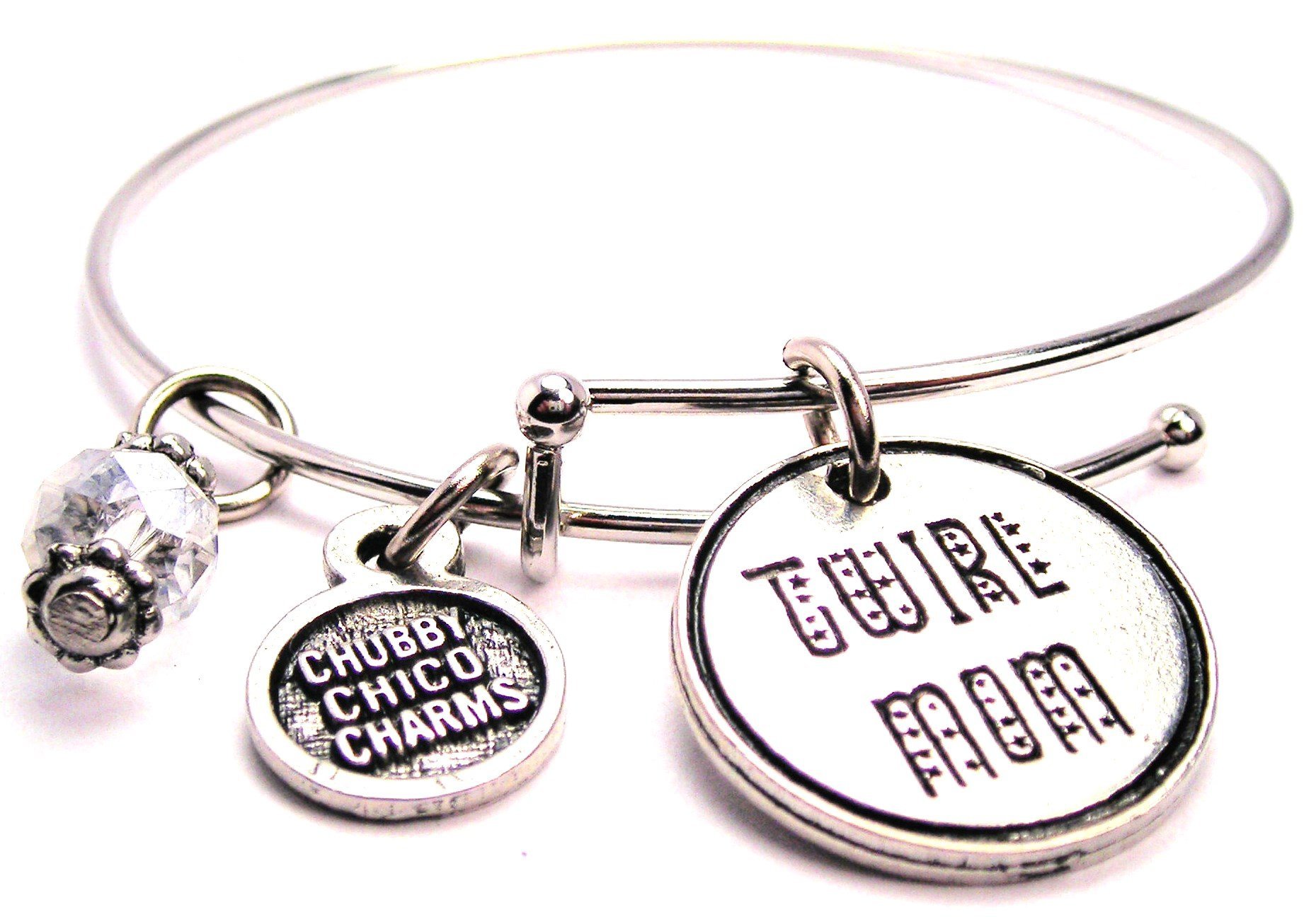 ChubbyChicoCharms Twirl Mom Expandable Wire Bangle, 2.5"