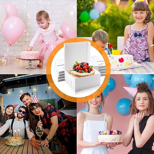 Miniatura 5 de Ireer Paquete de 50 cajas de cartón blanco de 12 x 12 x 6 pulgadas, cajas de cartón blanco para pastelería, cajas desechables para tartas,