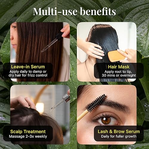 Miniatura 5 de Aceite de batana con romero orgánico y biotina, suero para el crecimiento del cabello, las cejas y las pestañas, aceite nutritivo para cabello más