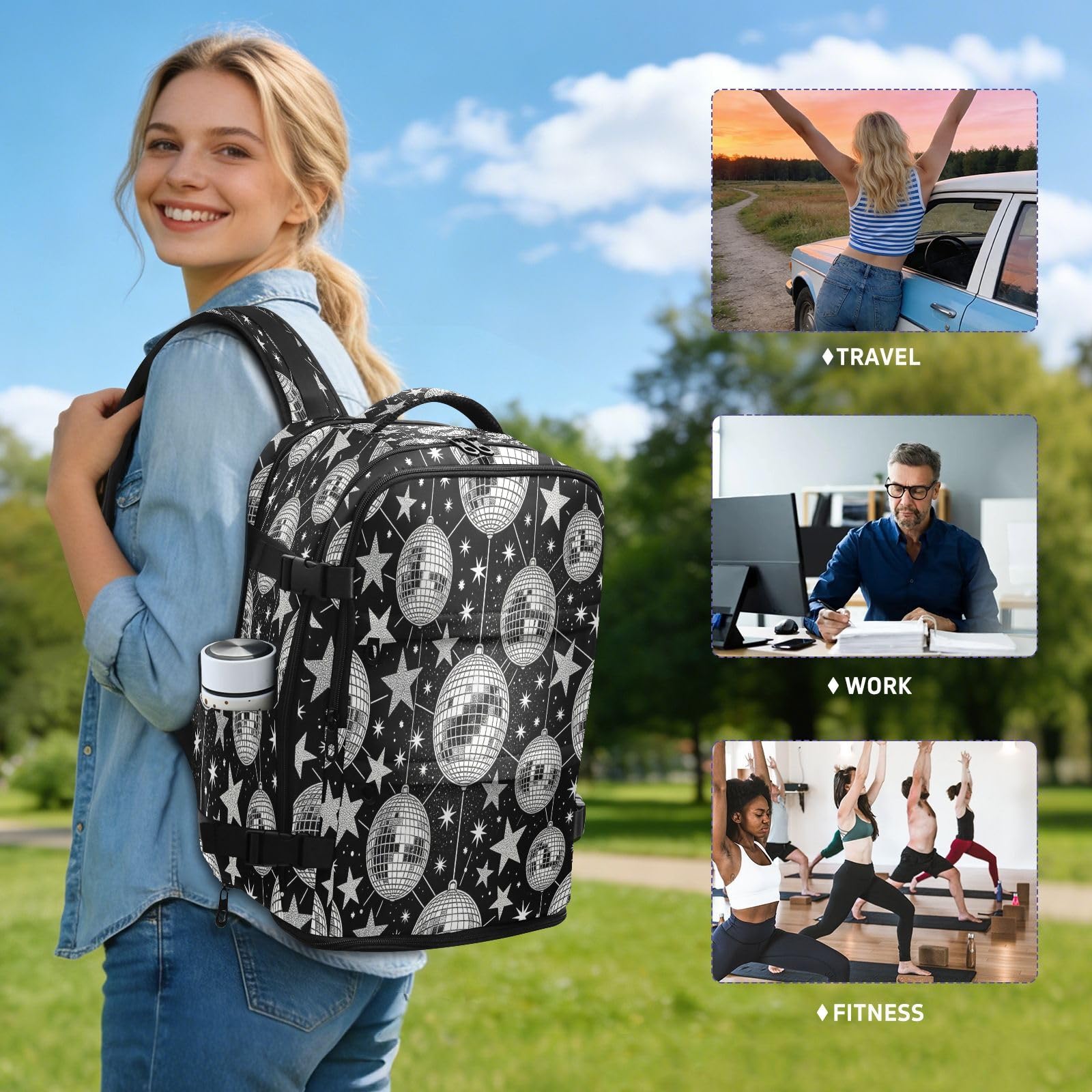 Plecak podróżny Osobisty Przedmiot Torba podróżna Dla Kobiet Praca 20L | Czysty design torba dla nauczyciela witraż gwiazdy przedmiot osobisty torba podróżna do samolotów bolsones para hombres 20L