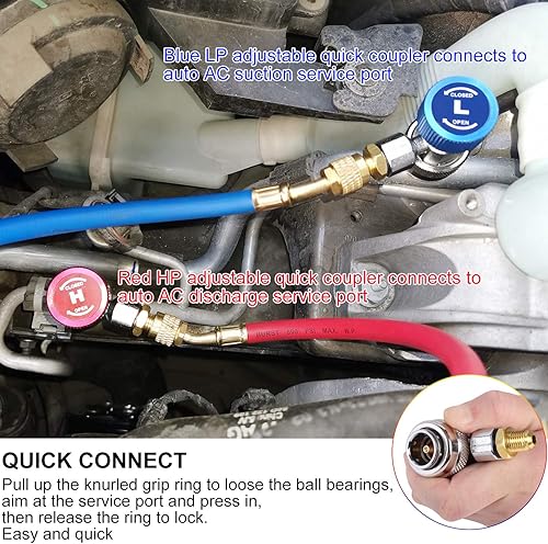 Miniatura 7 de JIFETOR Juego de manómetros de colector de CA de 3 vías, herramienta de carga de diagnóstico HVAC para refrigerante R404A R134A para el hogar