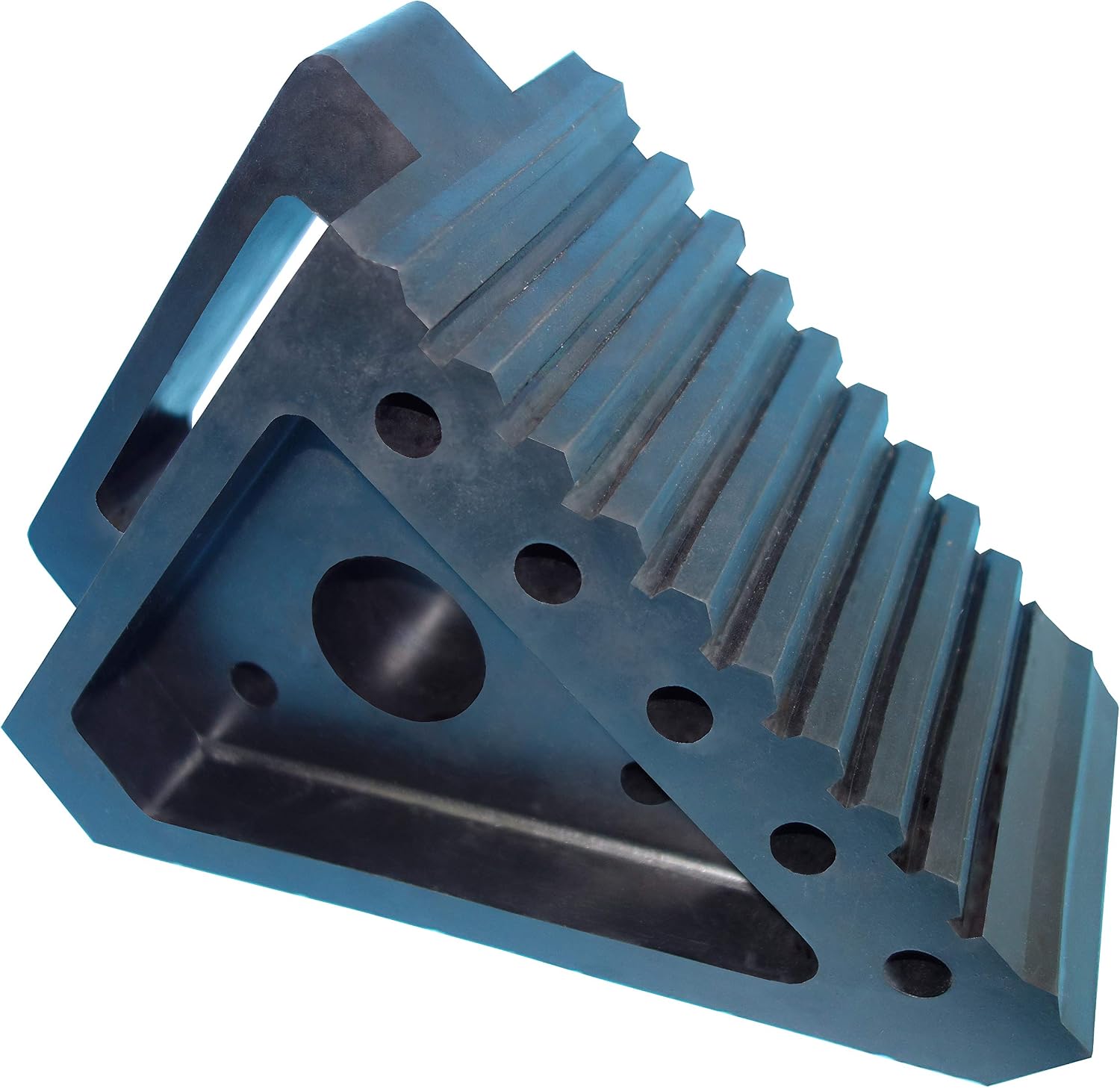 YM W4194 Solid Rubber Wheel Chock with Handle, 8-3/4" Length, 4" Width, 6" Height - Pack of 2