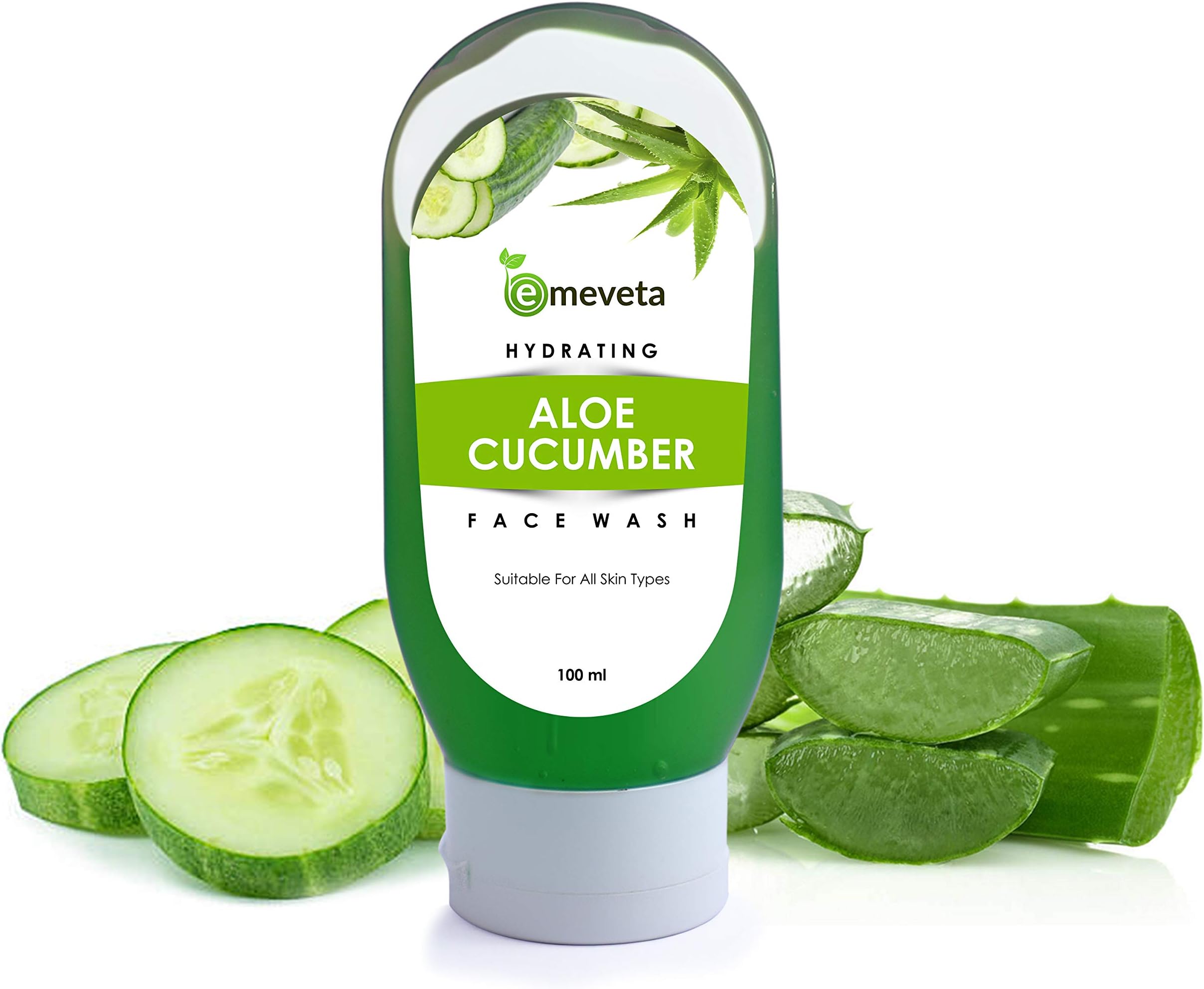Emeveta Aloe Vera Cucumber Herbal Face Wash Men Women - Dry and Oily Deep Clean Glowing Skin (100 ml)