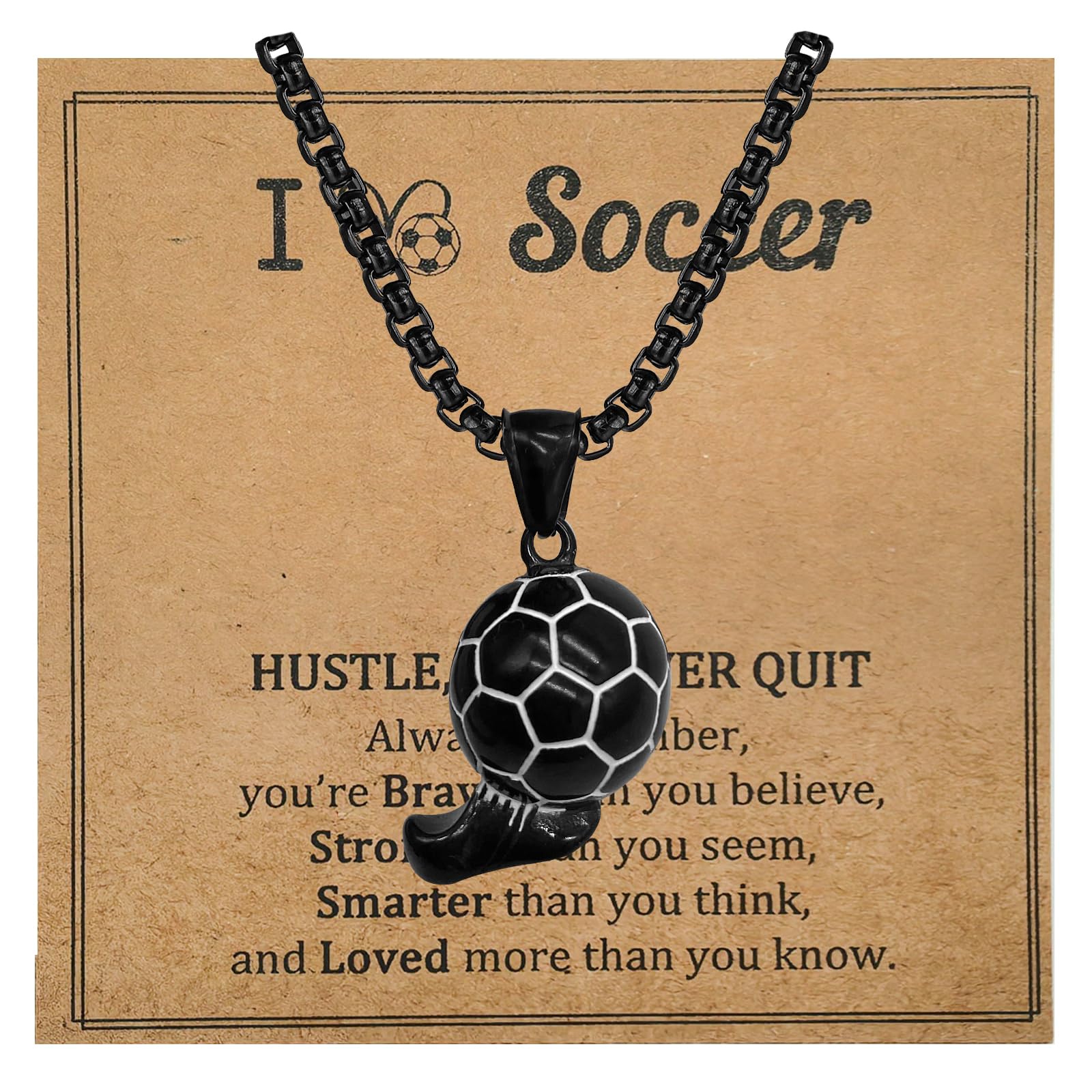 Regalo Futbol Niño Cadena Joyería 23 Pulgadas Negro