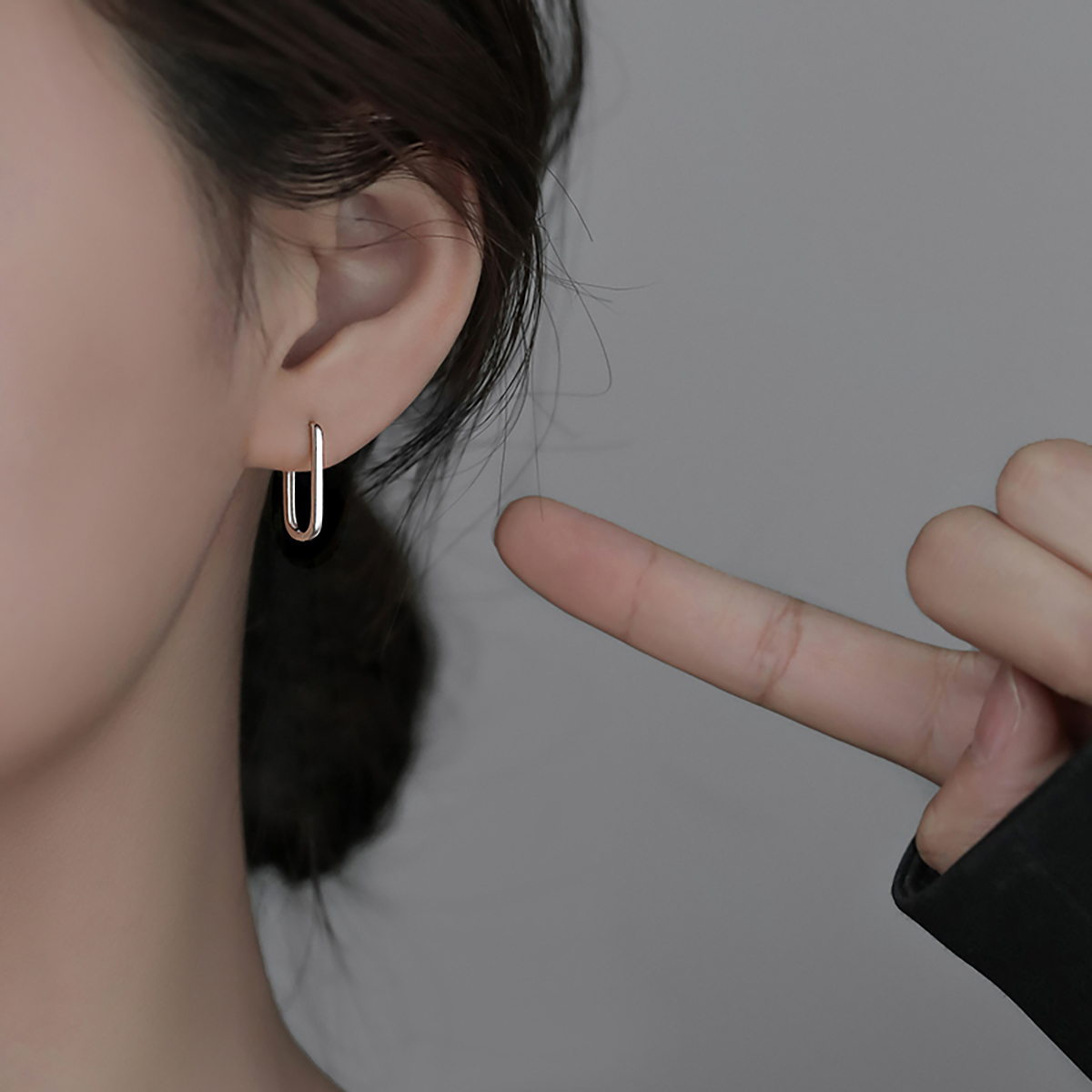 Women's 925 Sterling Silver CZ U-Shape Hoop Earrings - Cubic Zirconia Studded, S925 Stamped, Hook Closure, Gift Ready 4 thumbnail image