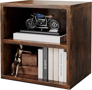 FUSUNBAO Magic DIY Storage Organizer - Stackable Cubes for Home Books, Clothes, Toys-Modular Cubby Storage System-Office Cubical-Bookcase Closet (Antique Brown, 1 Layer Cube)