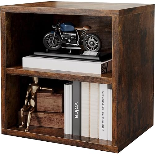 FUSUNBAO Magic DIY Storage Organizer - Stackable Cubes for Home Books, Clothes, Toys-Modular Cubby Storage System-Office Cubical-Bookcase Closet (Antique Brown, 1 Layer Cube)