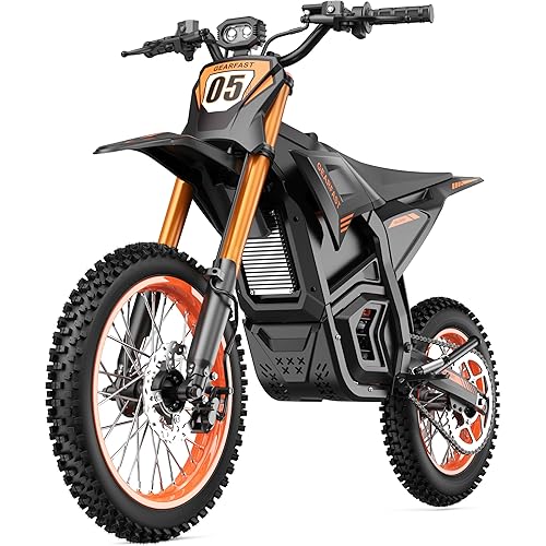 Electric Dirt Bike for Adults, 3000W Peak Motor, Max 34 MPH and 48V 21Ah Removable Battery, Dual Hydraulic Brakes, Full Suspension Electric Motorcycle For Ages 13+, 14"/12" Fat Tire for All-terrain