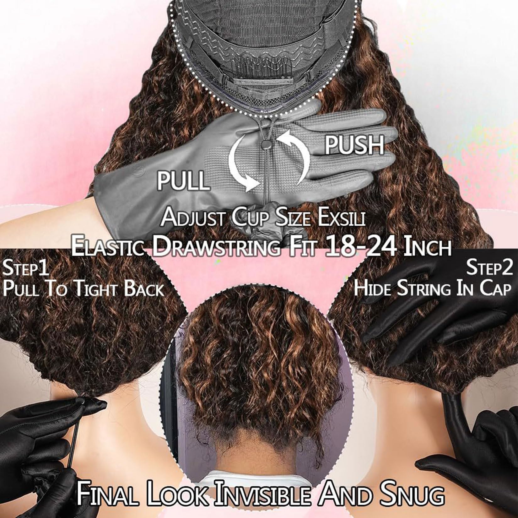 Parrucca Mezza Riccia Birmana 3 in 1 in Capelli Umani per Donne Nere,22inch