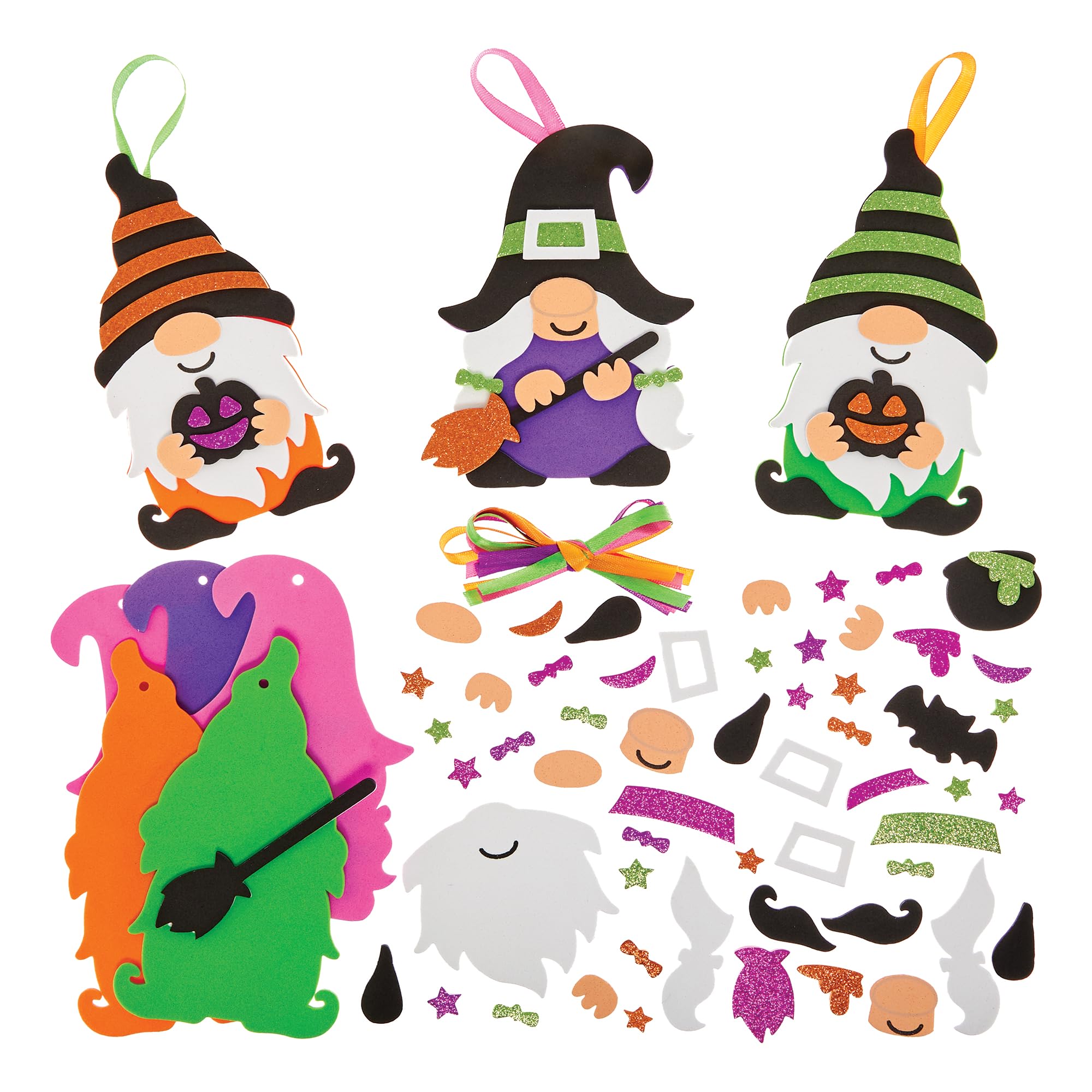 Baker Ross FN298 Halloween Gonks Mix and Match Decoration Kits - Pack of 8, Halloween Arts and Crafts for Kids, Halloween Decorations