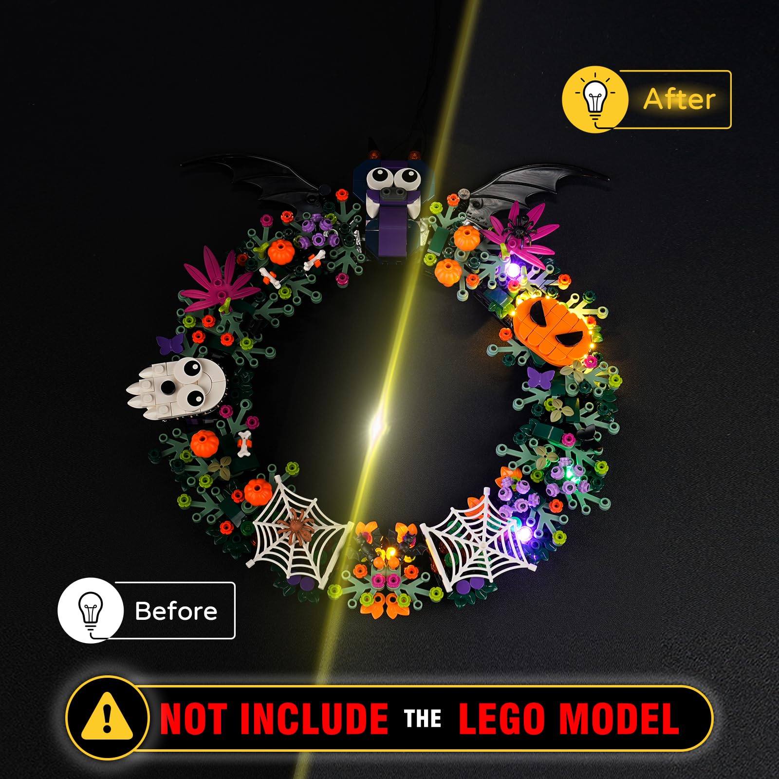 YEABRICKS LED Light for Lego-40825 Halloween Wreath Building Blocks Model (Building Set NOT Included), Multicolor - Image 4