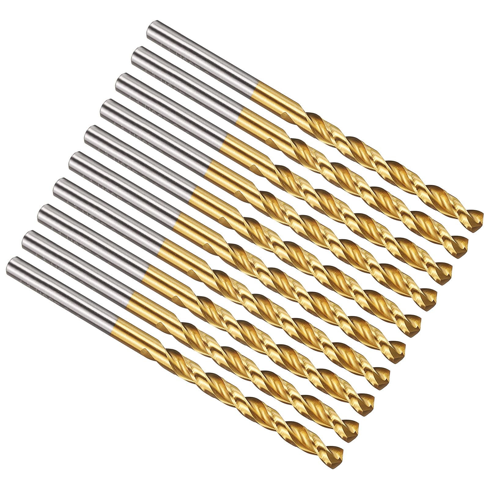 PATIKIL 4mm Drill Bit, M42 8% Cobalt High-Speed Steel Jobber Straight Shank 135° Titanium Nitride (TiN) Coated for Hard Metal Stainless Steel - 10