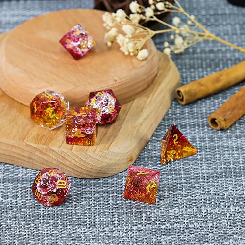 Miniatura 6 de Lucky-M Dados de piedras preciosas DND Dungeons and Dragons, juego de dados para juegos de rol, accesorios de regalo para D&D (grieta multicolor)